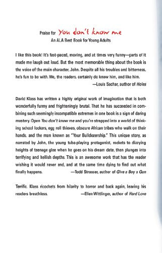 You Don't Know Me Klass, David [Used - Good] [Hardcover] - David
