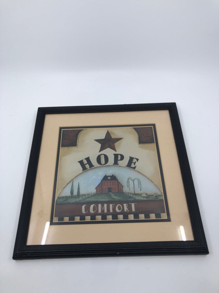 HOPE WALL HANGING IN BLACK FRAME.