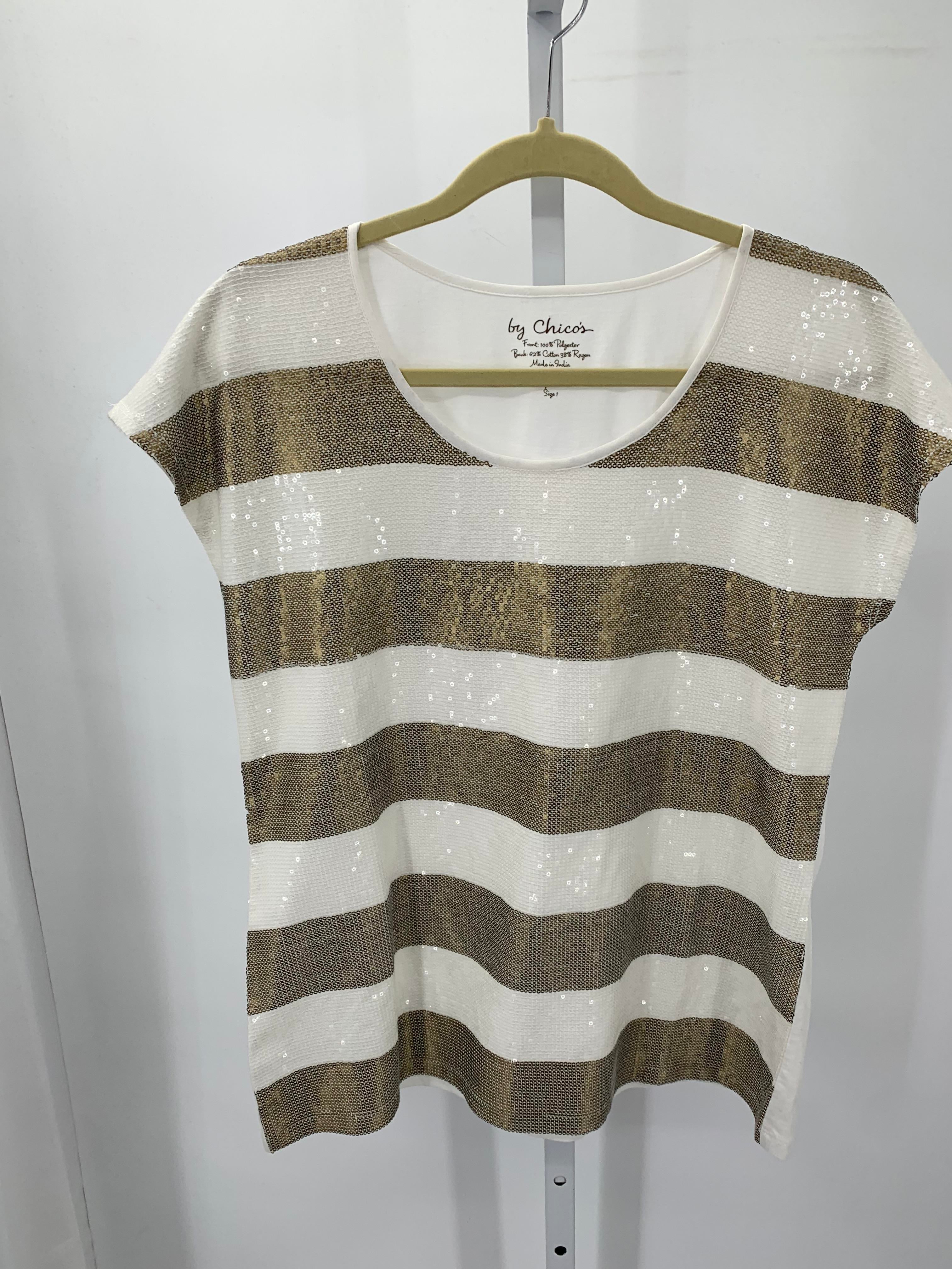 Chico's Size Small Misses Short Sleeve Shirt