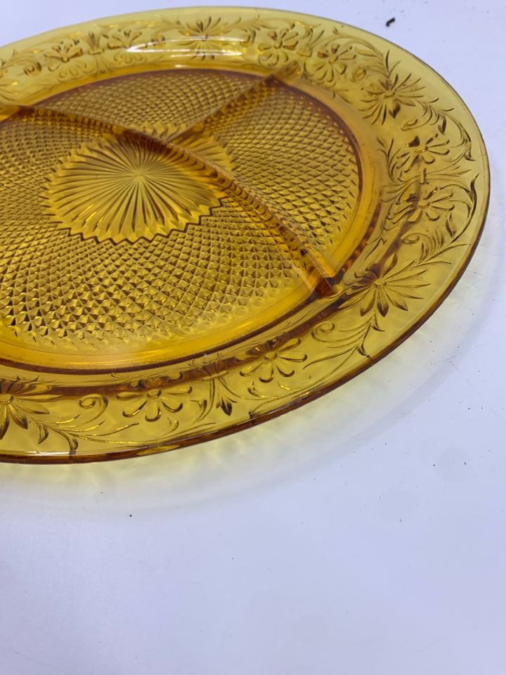 VTG AMBER GLASS DIVIDED SERVER.