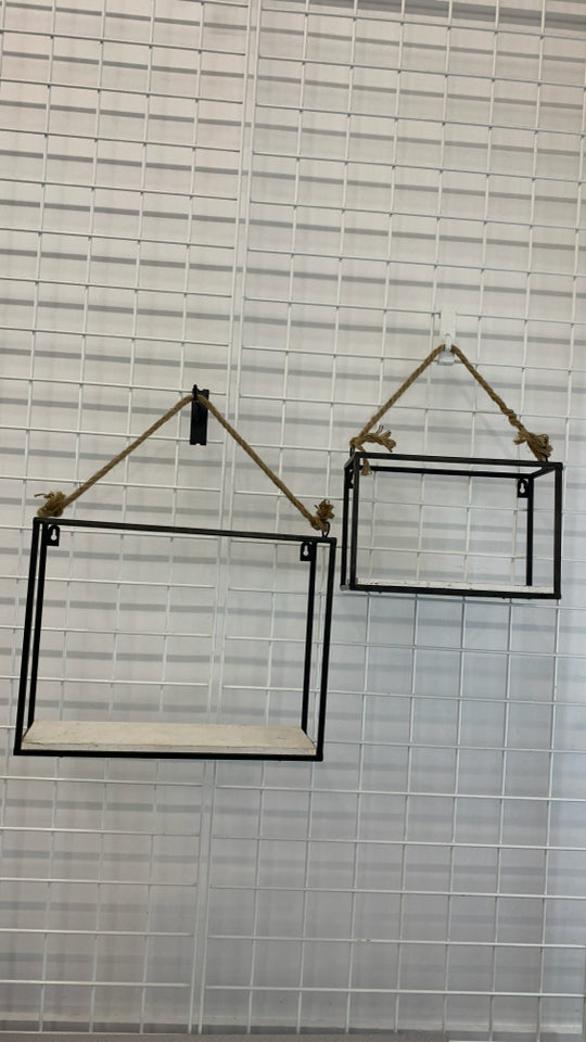 2PC NESTING METAL WALL SHELF W/ROPE.