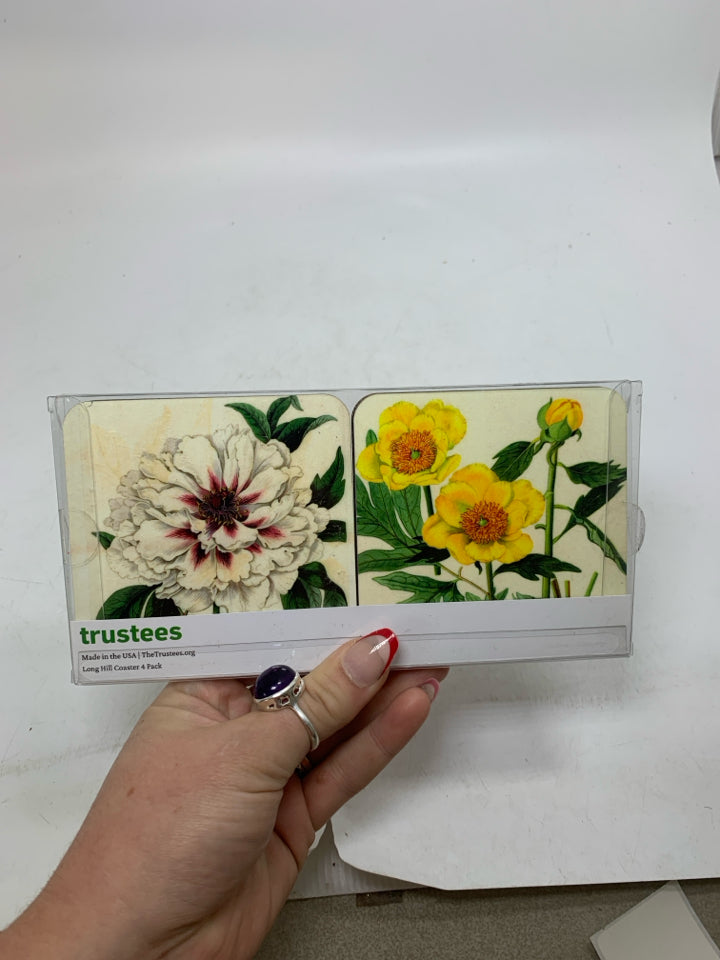 NIP FLOWER WOOD COASTERS LONG HILL.