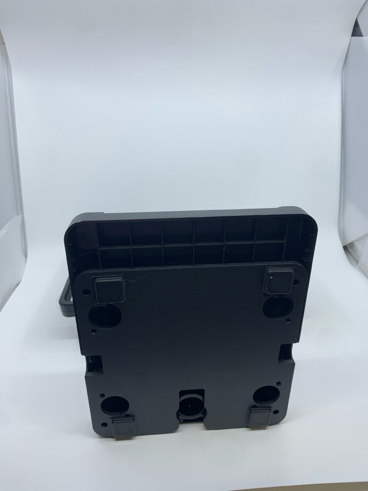 BLACK PLASTIC IPAD HOLDER.