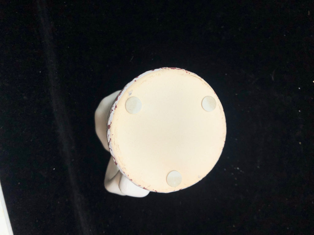 SMALL DISTRESSED WHITE CERAMIC PITCHER.