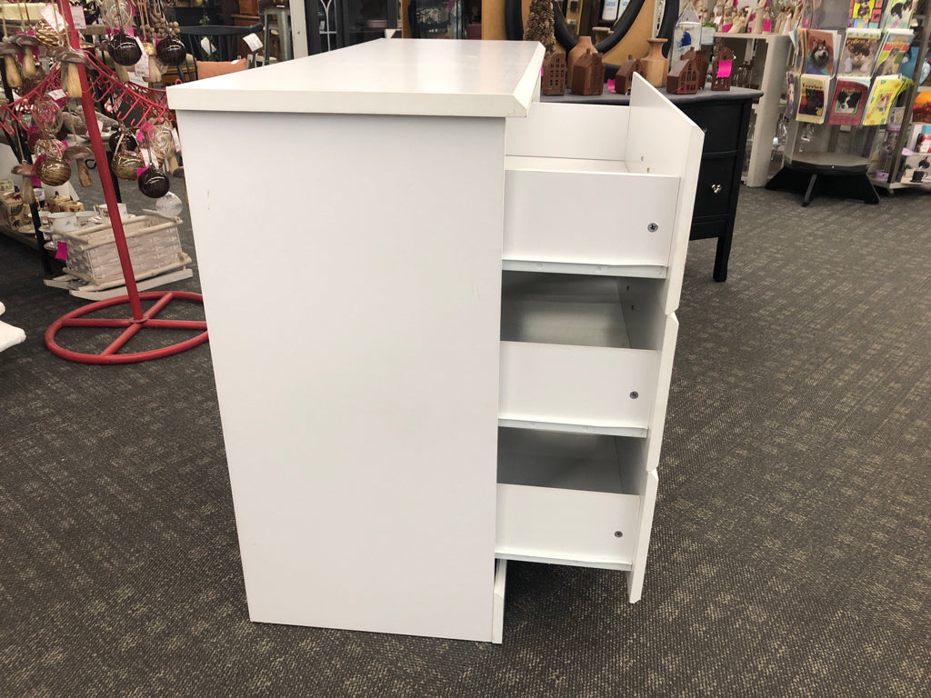 WHITE 3 DRAWER DRESSER W CABINET.