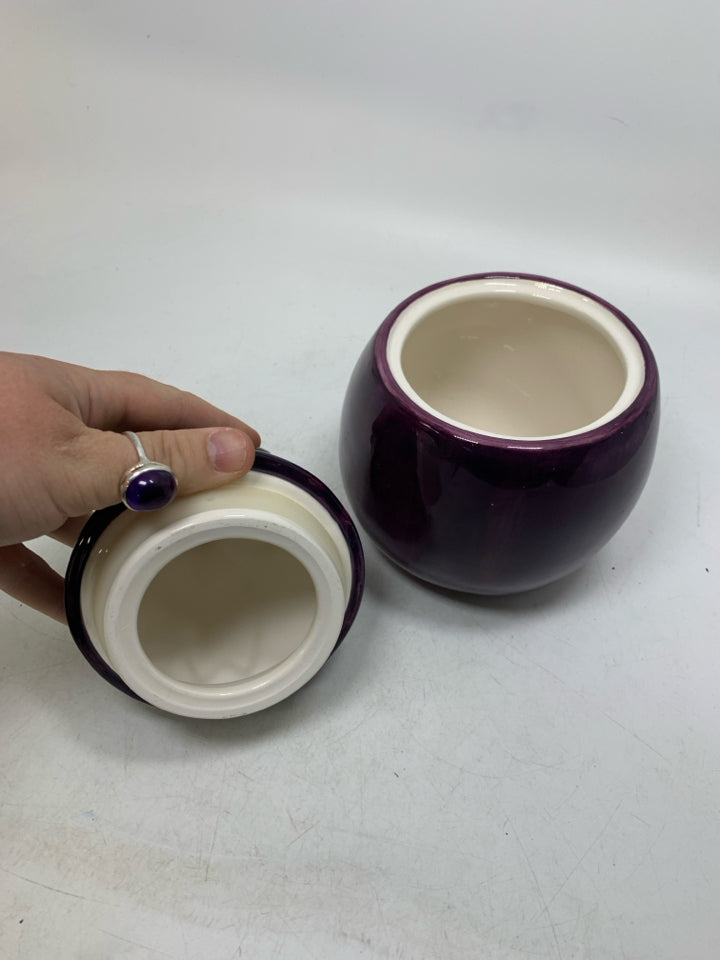 VTG CERAMIC EGGPLANT CANISTER.