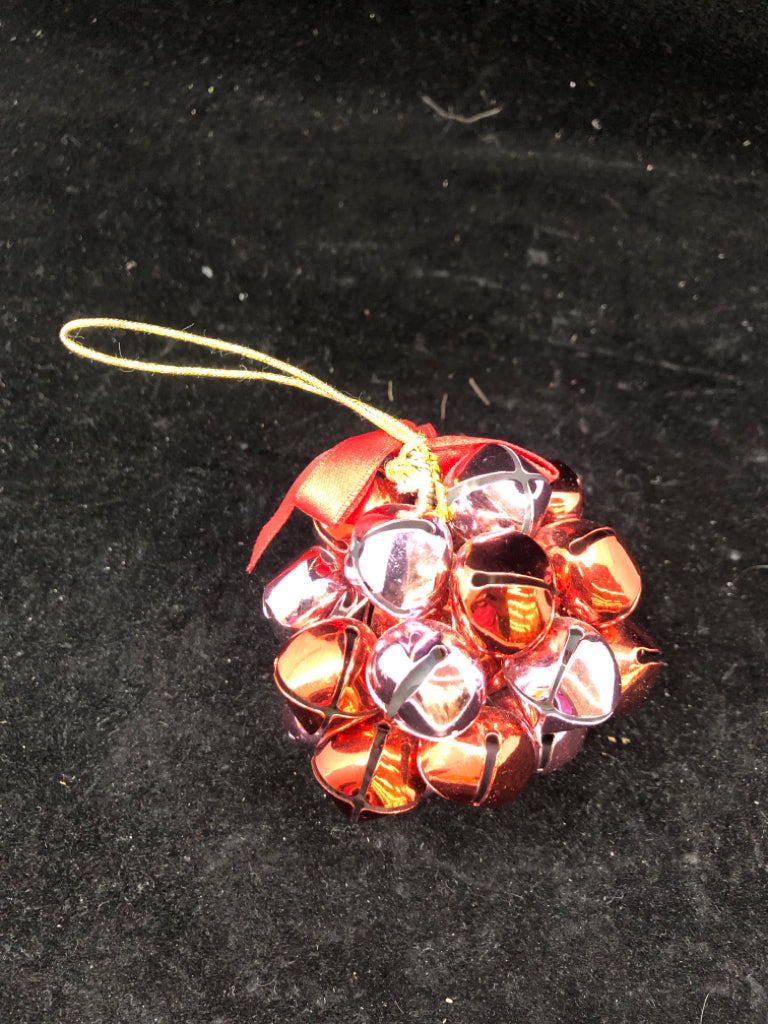 PINK/RED JINGLE BELL BALL ORNAMENT.