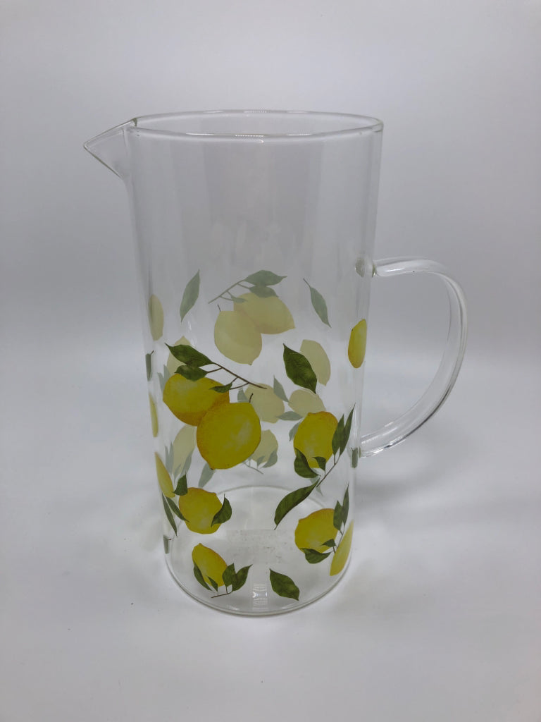 LIGHTWEIGHT GLASS LEMON PITCHER.