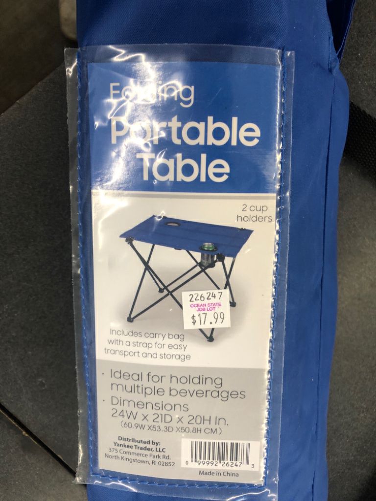 NIP BLUE FOLDING PORTABLE TABLE.