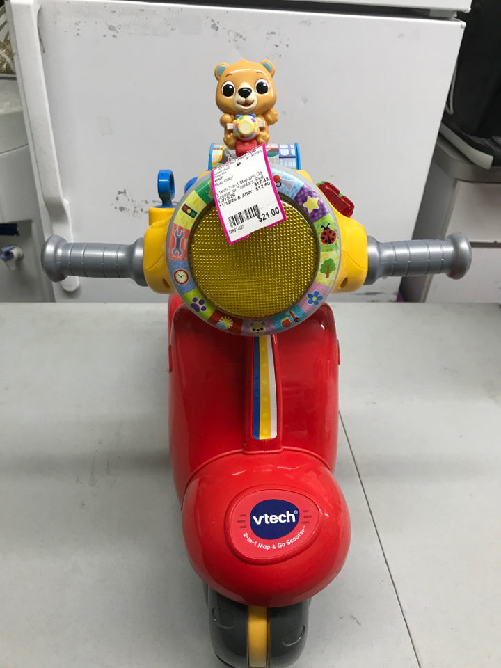 VTech 2-in-1 Map and Go Scooter for Toddlers, Red