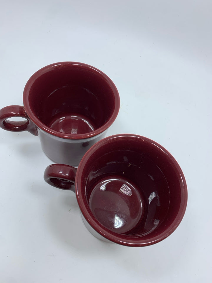 2 FIESTAWARE MAROON RING HANDLE MUG.