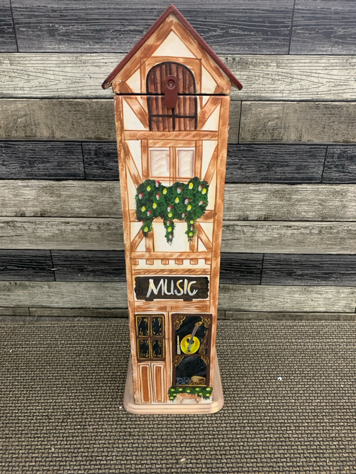 "MUSIC" PAINTED STORAGE HOUSE.