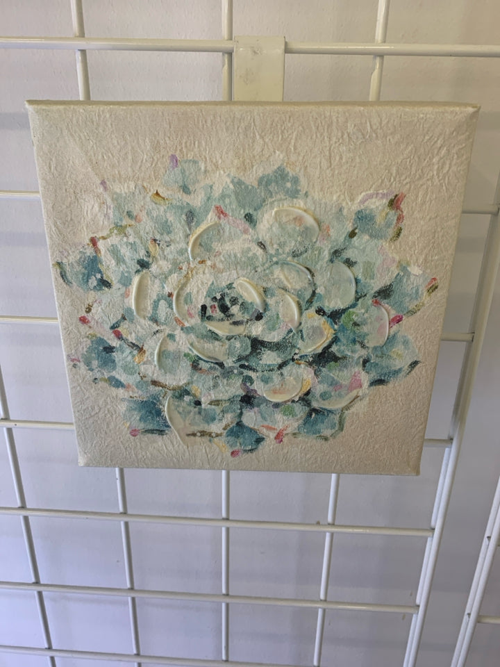 GREEN AND BLUE SUCCULENT WALL CANVAS.