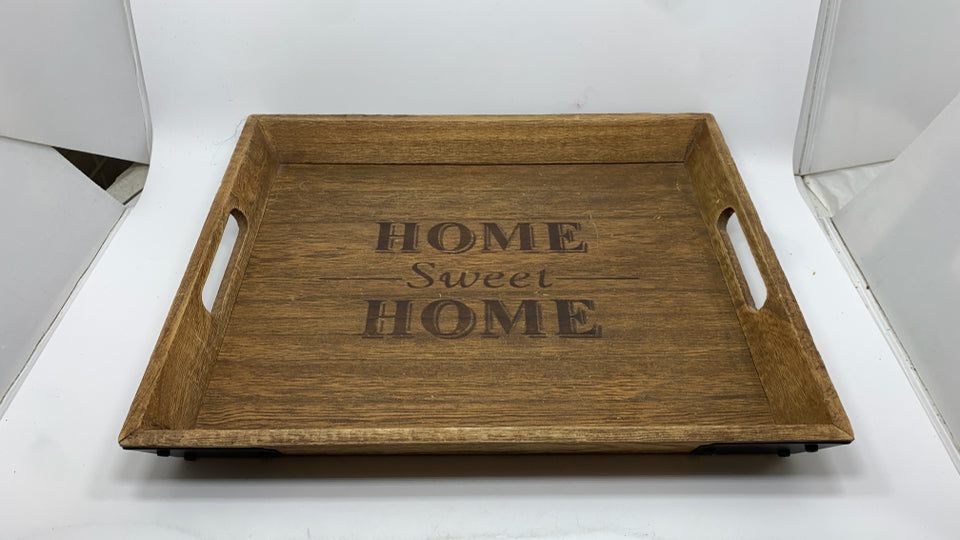 HOME SWEET HOME WOOD TRAY W/HANDLES.