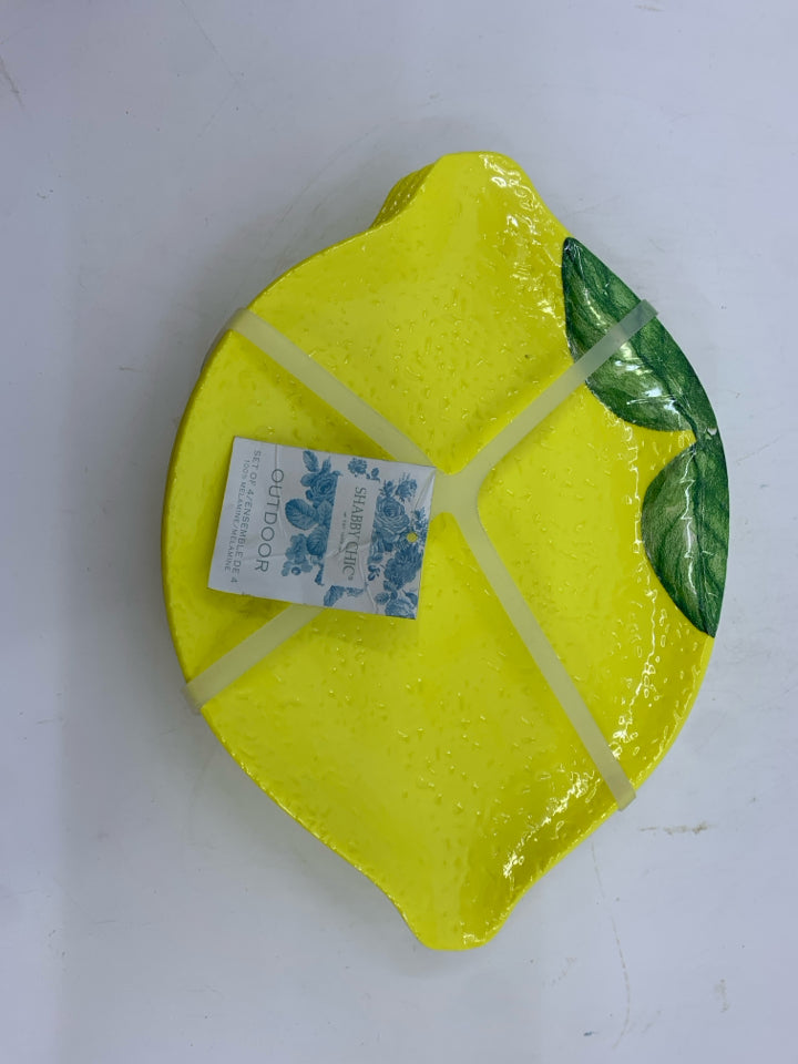 NIP 4 MELAMINE LEMON PLATES.