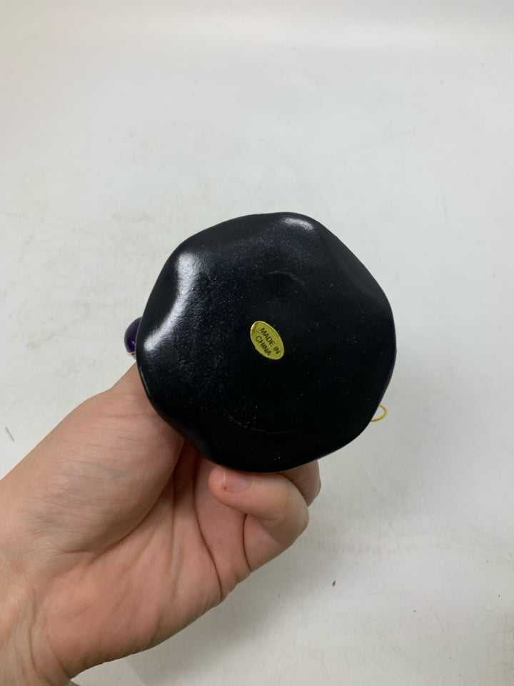 BLACK WITCH HAT CERAMIC TRINKET BOX ORNAMENT.