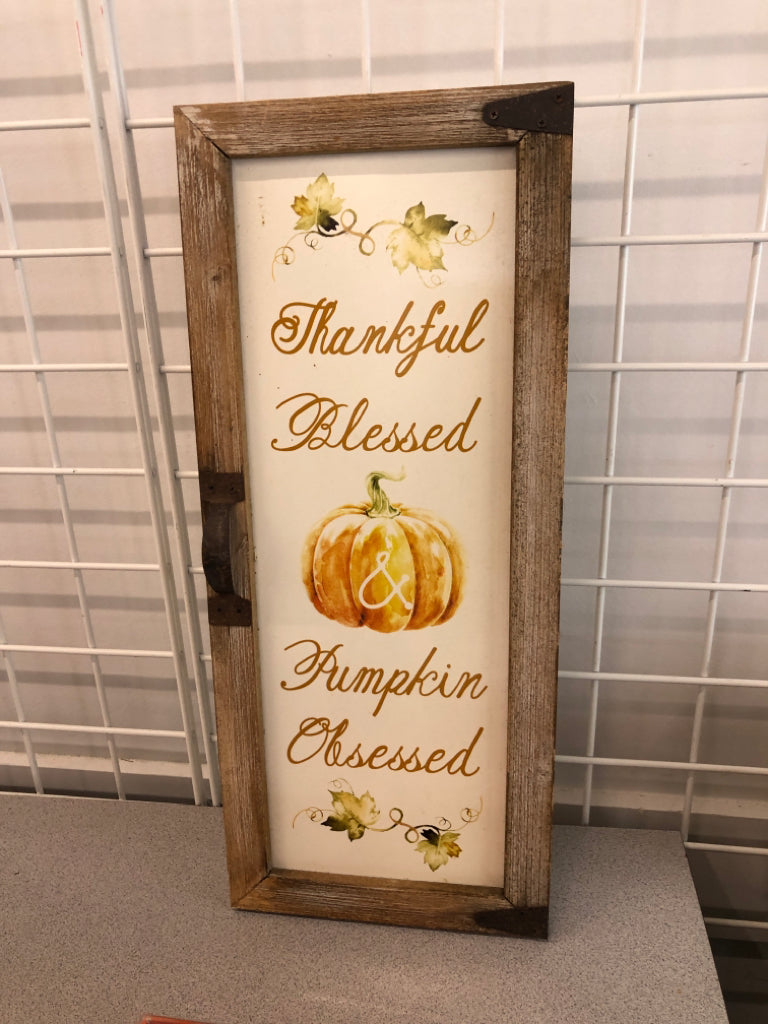 THANKFUL BLESSED PUMPKIN WALL HANGING.