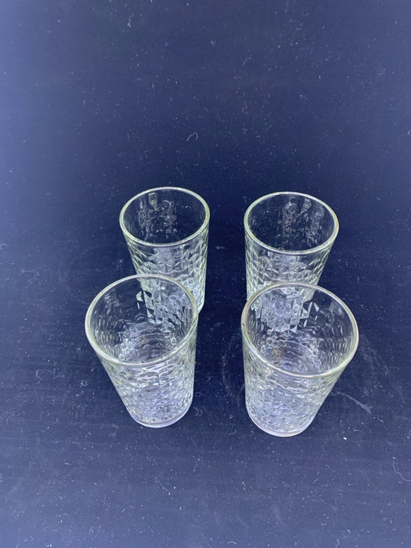 4 SMALL JUICE GLASSES.
