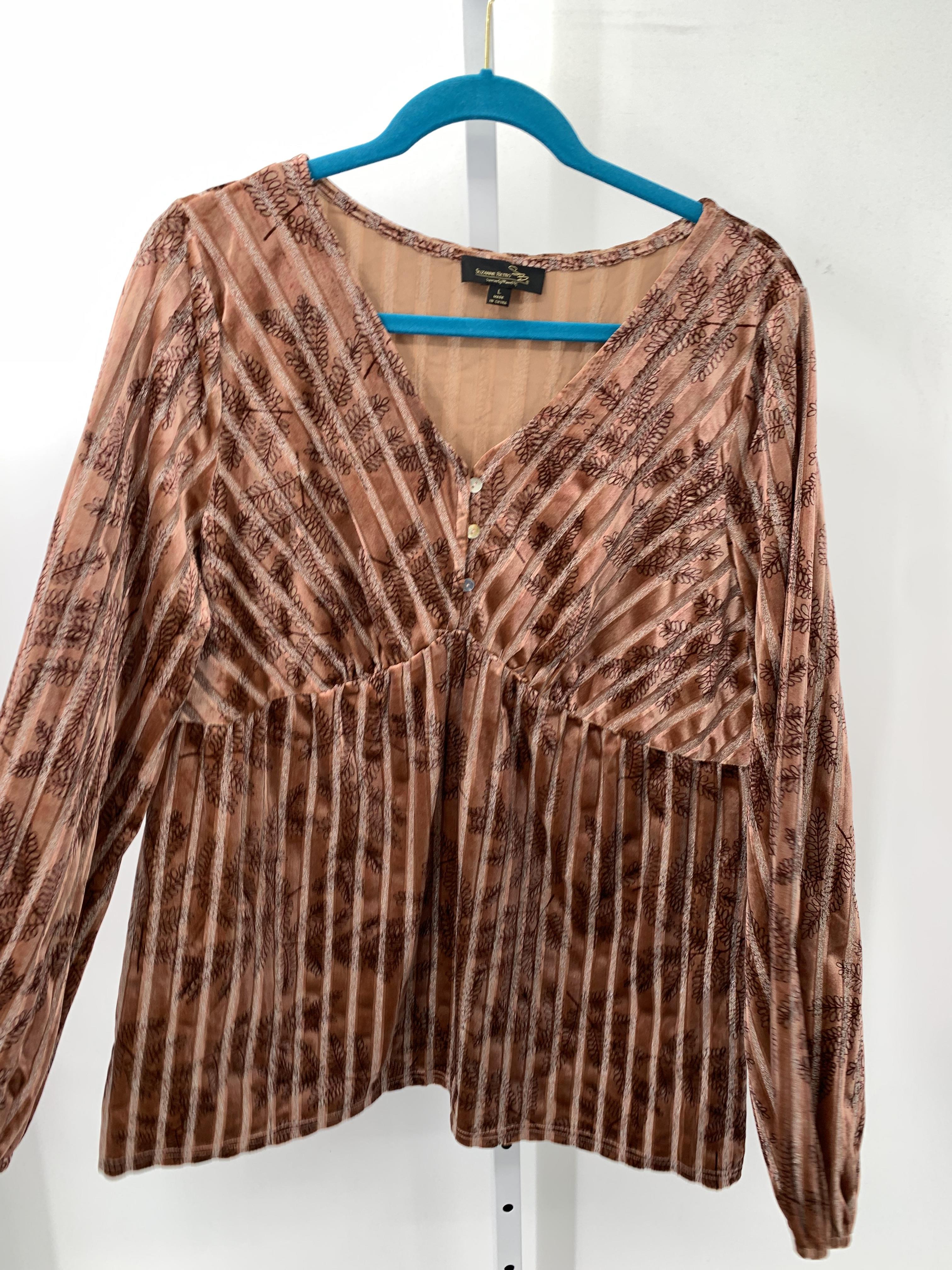 Suzanne Betro Size Large Misses Long Sleeve Shirt