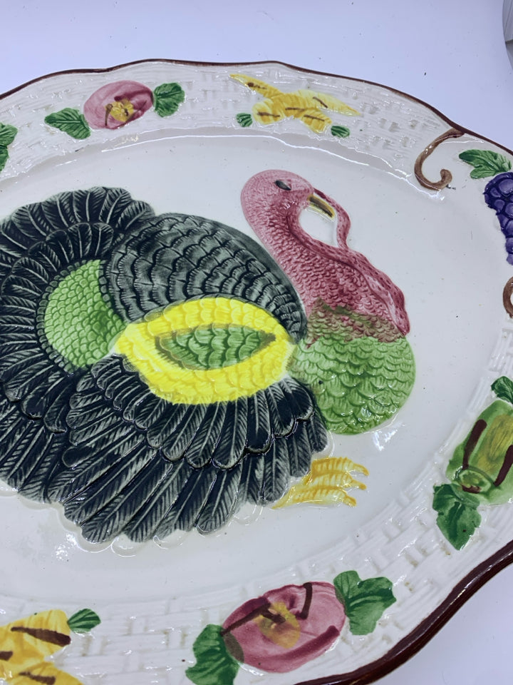 OVAL EMBOSSED TURKEY PLATTER.