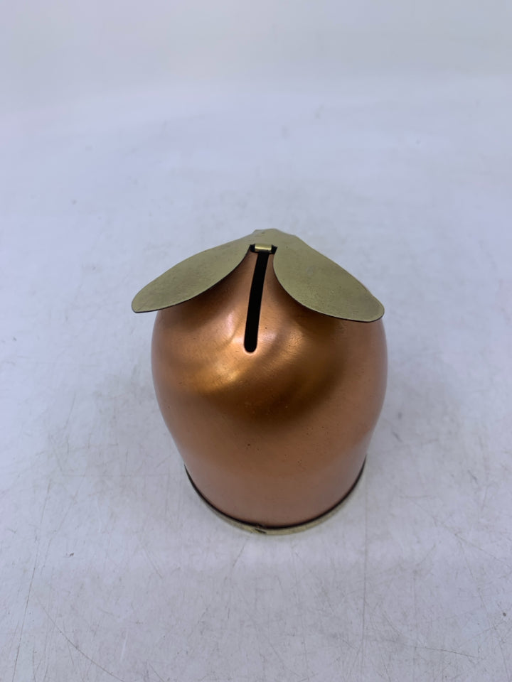 SMALL COPPER OWL BANK.