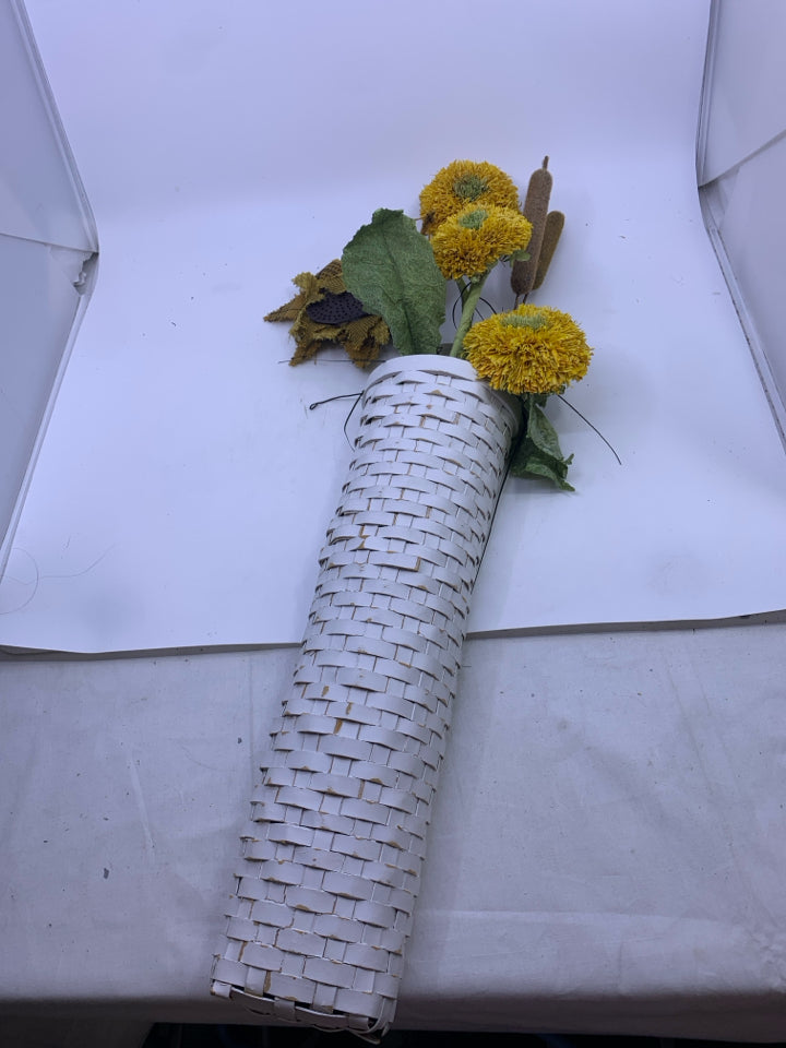 LONG HANGING BASKET W FAUX SUNFLOWER.