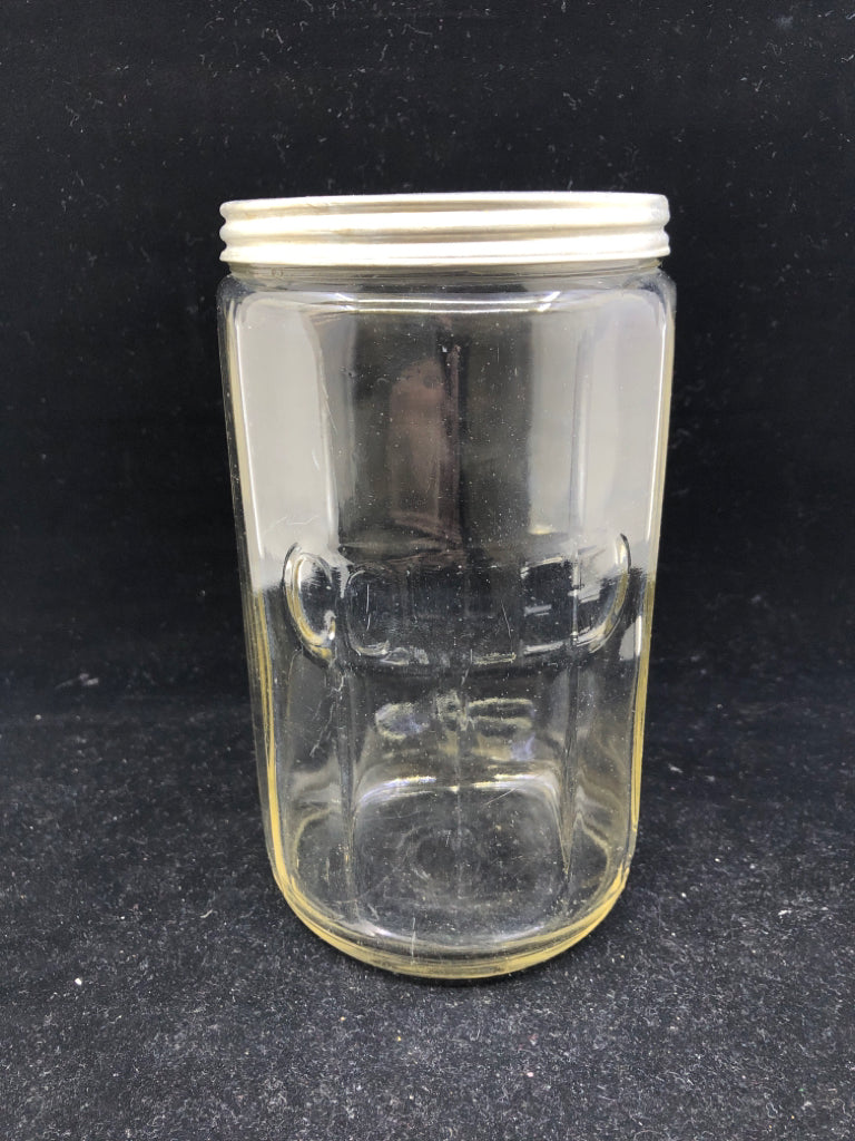 GLASS COFFEE CANISTER W/LID.