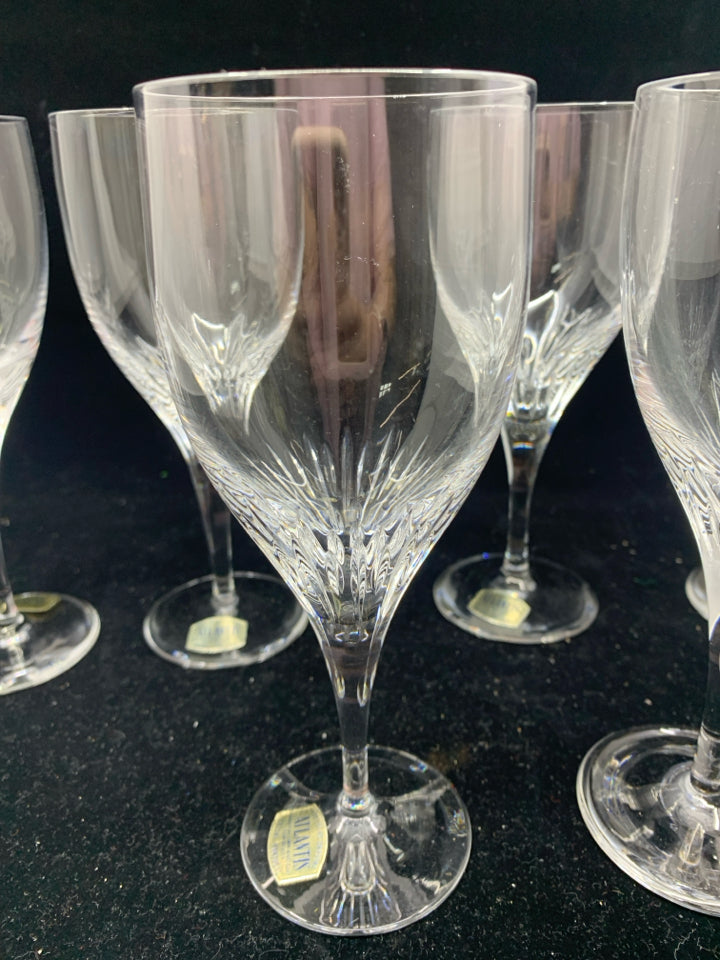 6 ATLANTIS CRYSTAL WINE GLASSES.