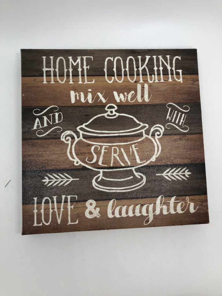 HOME COOKING MIX WELL CANVAS SIGN.