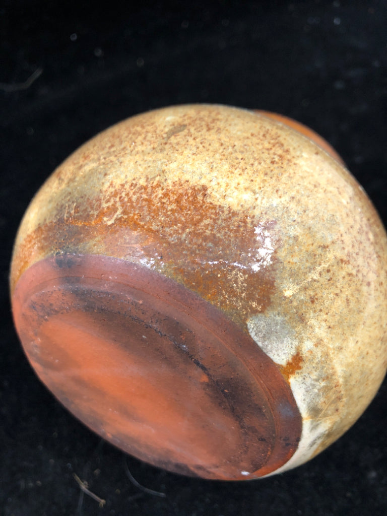 BROWN CERAMIC GARLIC KEEPER.