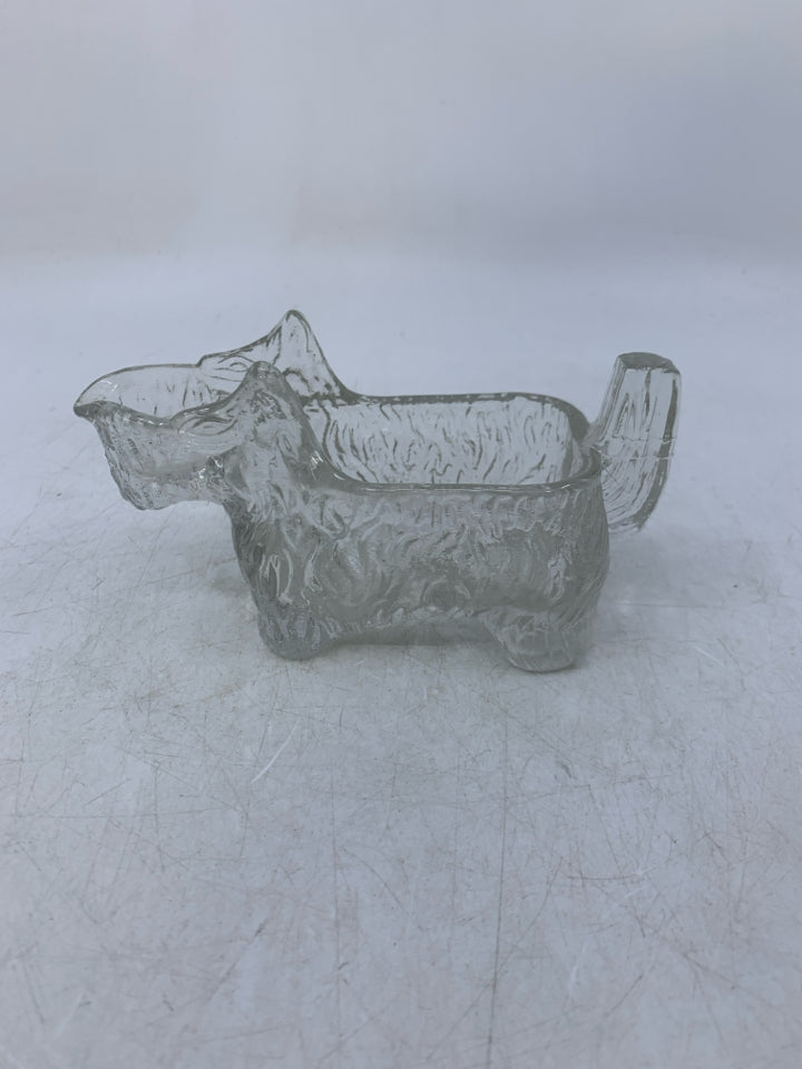 GLASS SCOTTIE DOG TRINKET DISH.