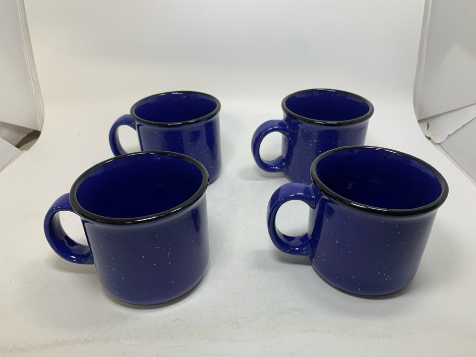 4 HEAVY SPECKLED MUGS.