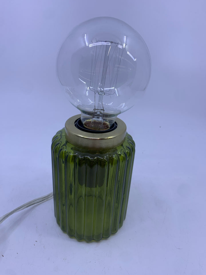 GREEN RIBBED LAMP W MOOD LIGHTING.