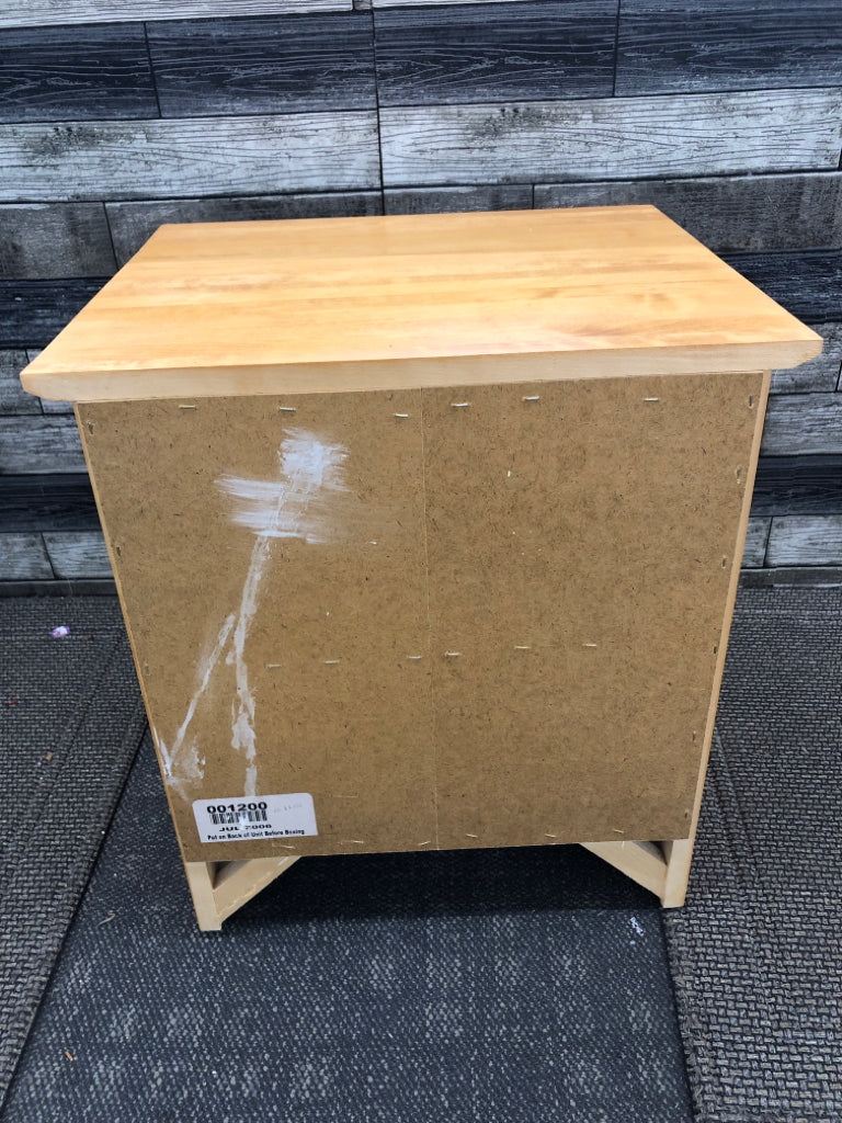 SOLID WOOD 2 DRAWER NIGHTSTAND.
