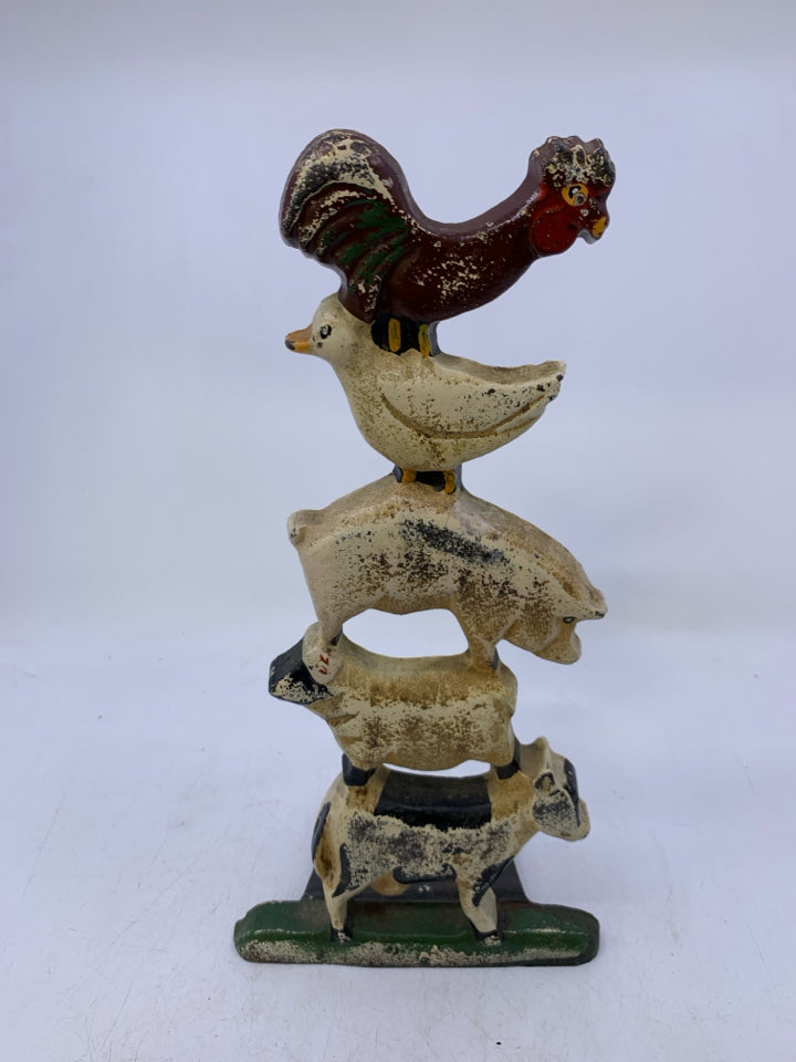 HEAVY METAL STACKED FARM ANIMALS DOOR STOP.