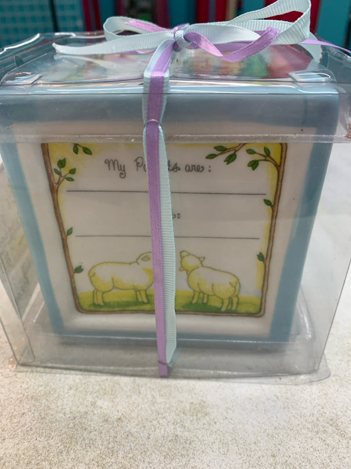 "Christening Block to Grow On" Piggy Bank Blue *Glass*