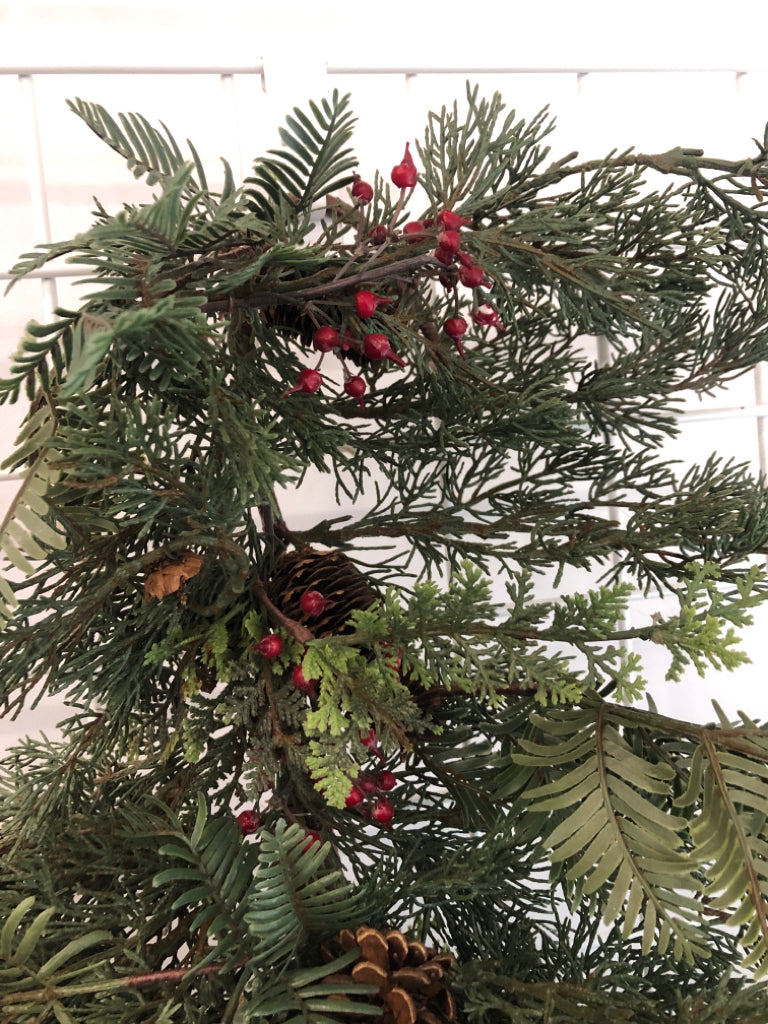 FAUX PINE & BERRY SWAG.