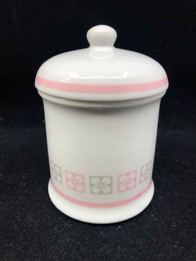 PINK AND GREY CANISTER W LID.