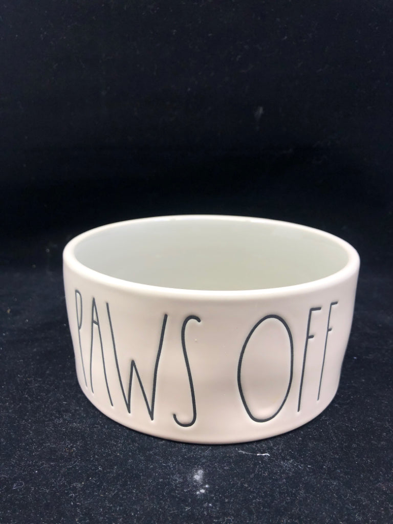 RAE DUNN PAWS OFF PET BOWL.