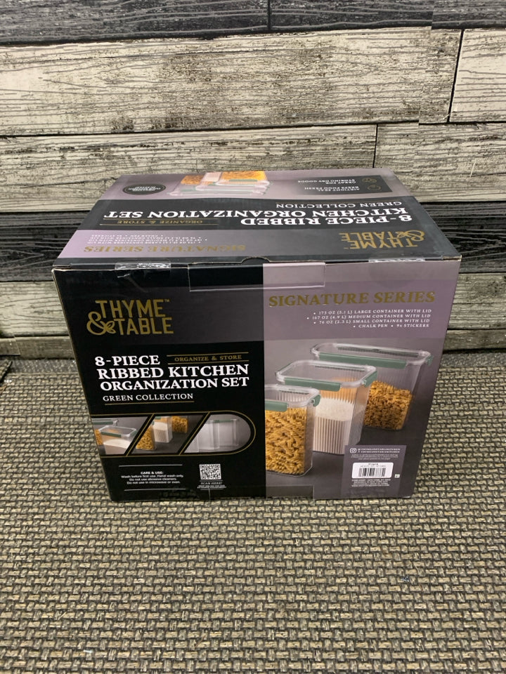 NIB 8-PIECE RIBBED KITCHEN ORGANIZER SET.