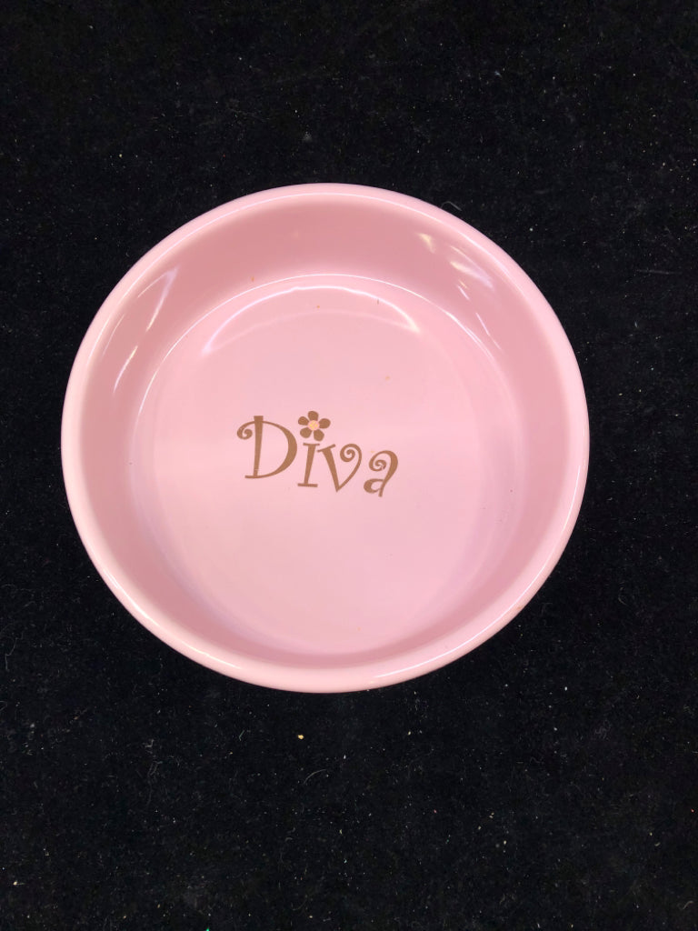 PINK AND BROWN "DIVA" PET BOWL.