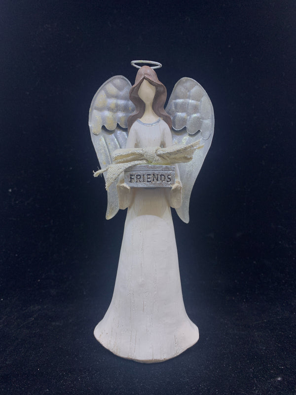 RESIGN/METAL ANGEL HOLDING SILVER "FRIENDS" BOX.