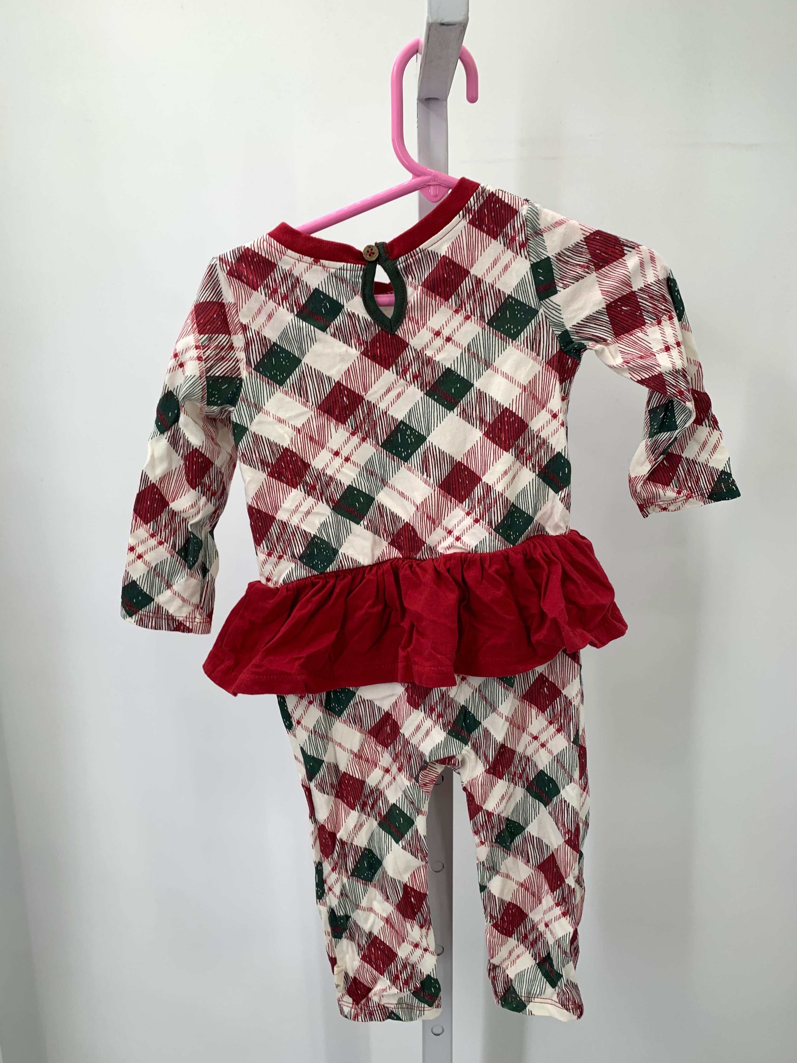 LONG SLV ROMPER GREEN PLAID