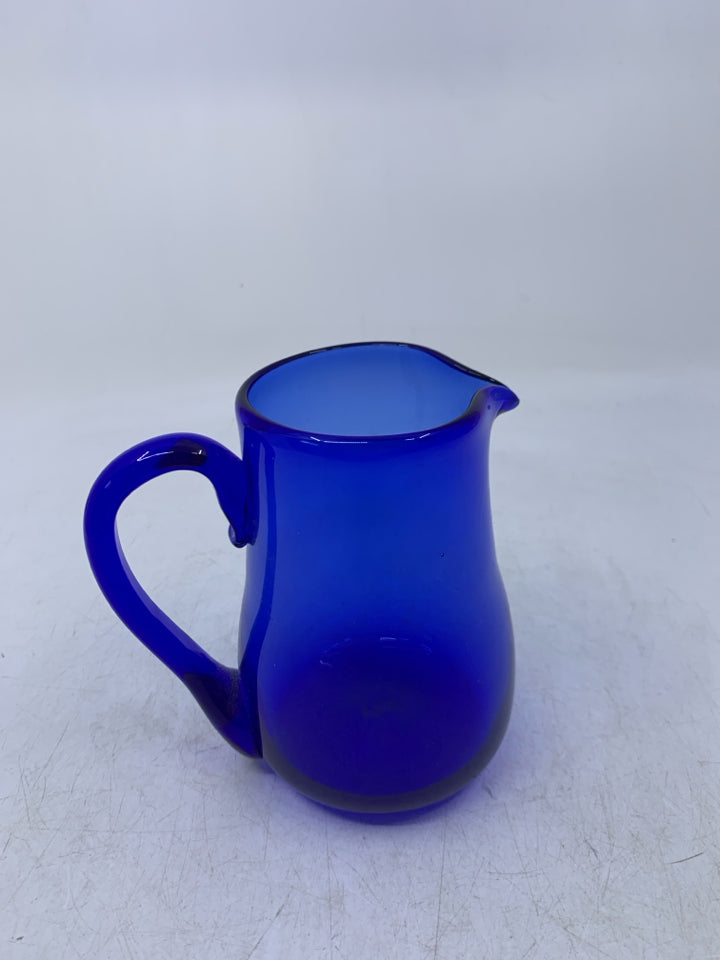 COBALT BLUE GLASS PITCHER.