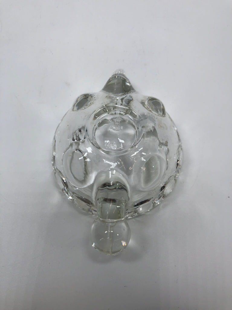CLEAR GLASS TURTLE DISH W/LID.