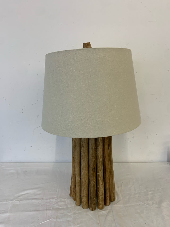 DRIFT WOOD TOMMY BAHAMA LAMP W CREAM SHADE.