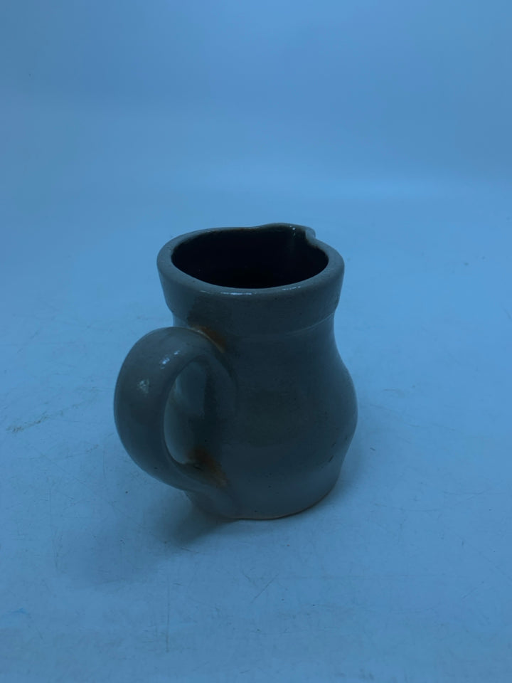 SALT GLAZE PAINTED BLUE HEART SMALL CREAMER.