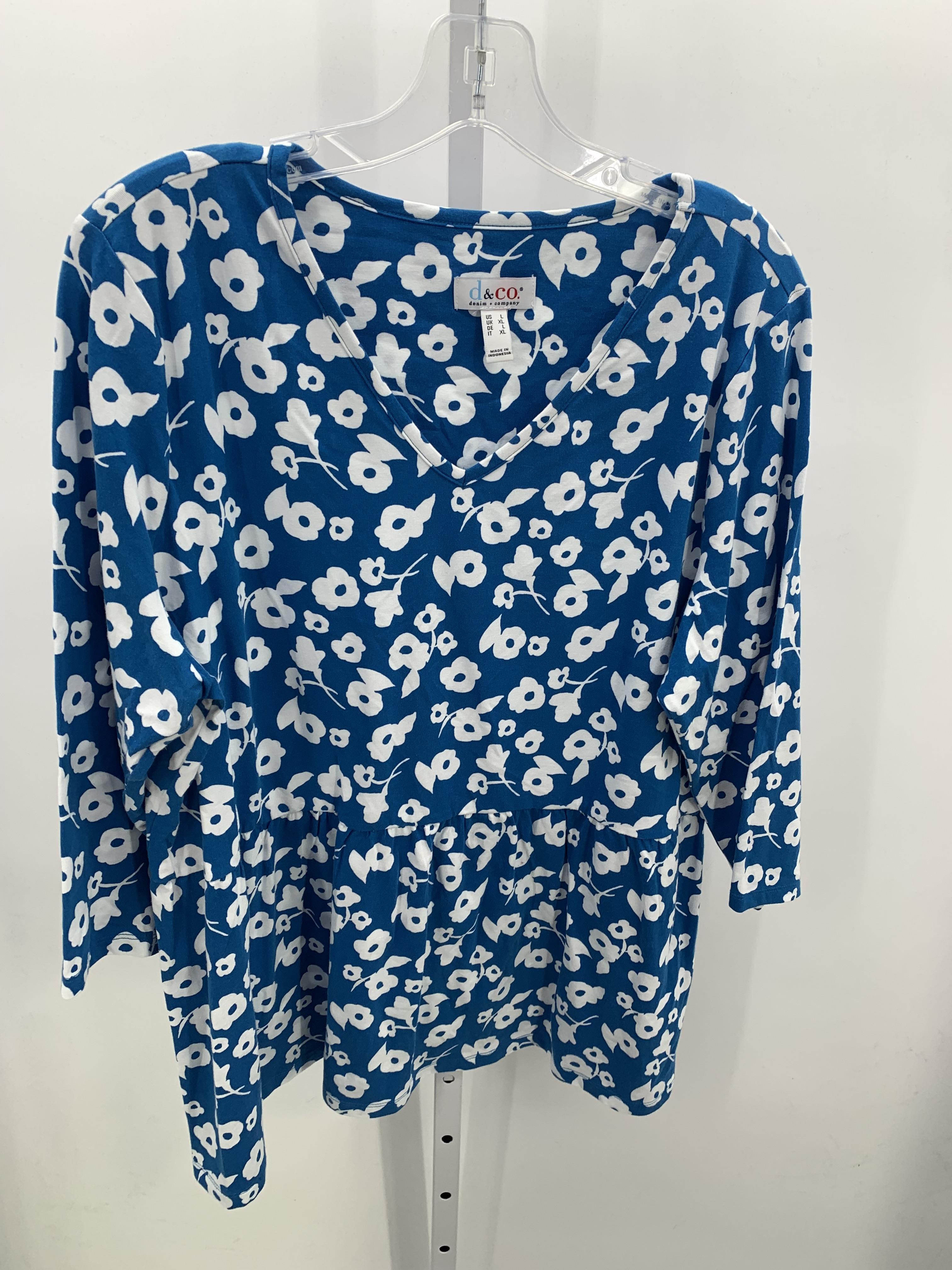 d & co. Size Large Misses 3/4 Sleeve Shirt