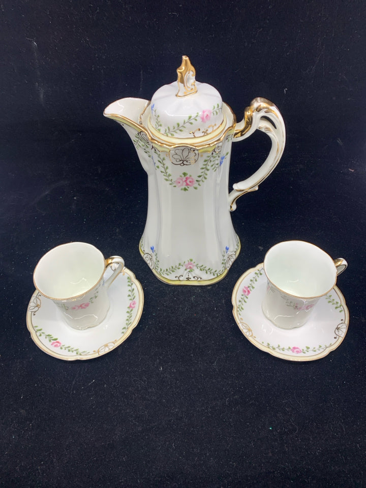 5 PIECE VTG FLORAL TEA SET.