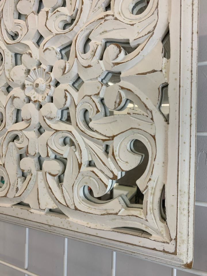 WHITE WOODEN DECOR WALL PANEL.